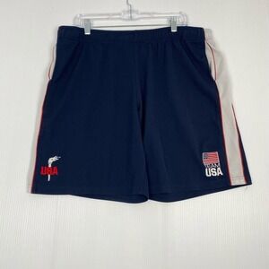 Team USA Apparel Navy‎ Blue Shorts Pockets USA size Large.Embroidery